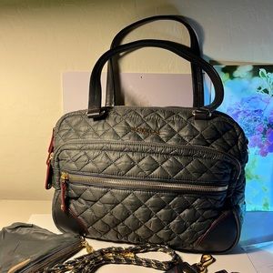 MZ WALLACE Medium CROSBY Shoulder/Crossbody Bag in Magnet Gray.